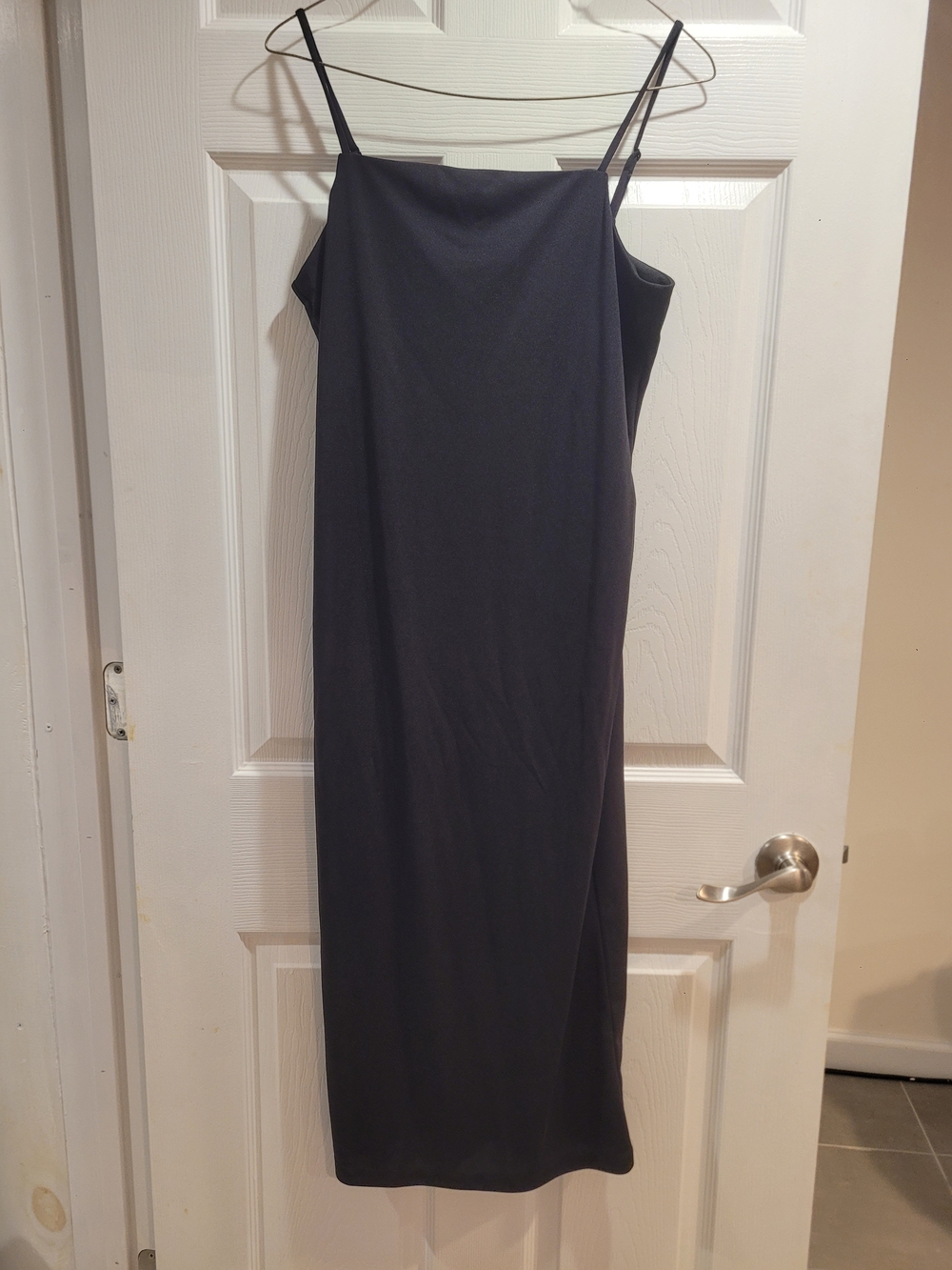 H&M Black Midi Slip Dress with Spaghetti Straps